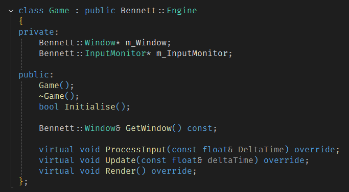 Game project class outline
